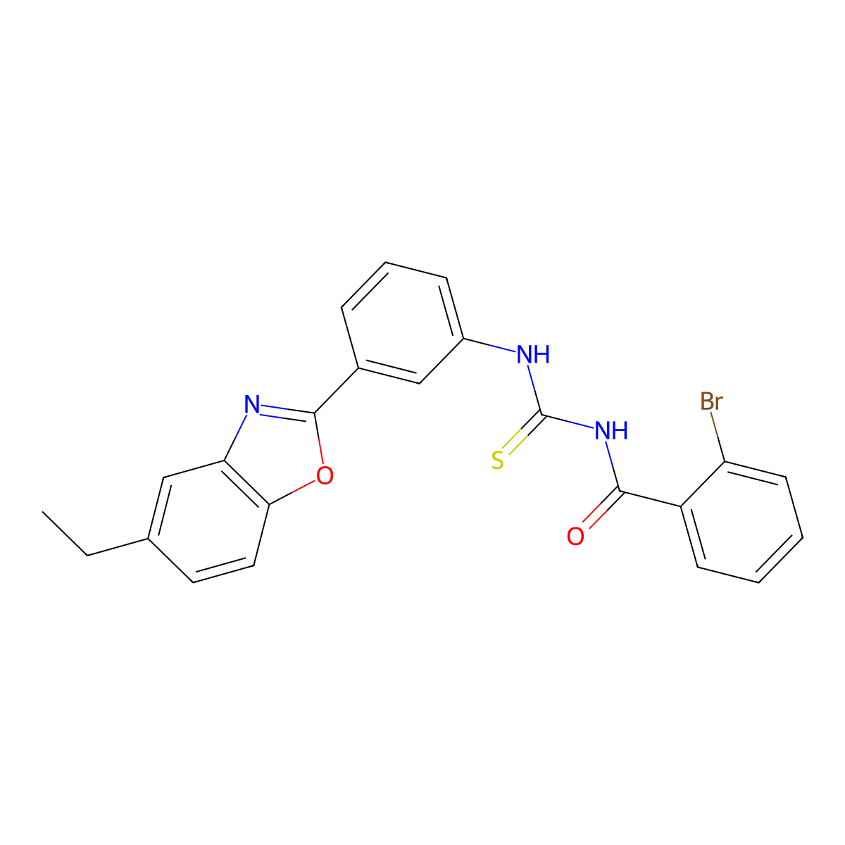 2-bromo-N-[[3-(5-ethyl-1,3-benzoxazol-2-yl)phenyl]carbamothioyl]benzamide molecular structure, CAS 380160-37-2