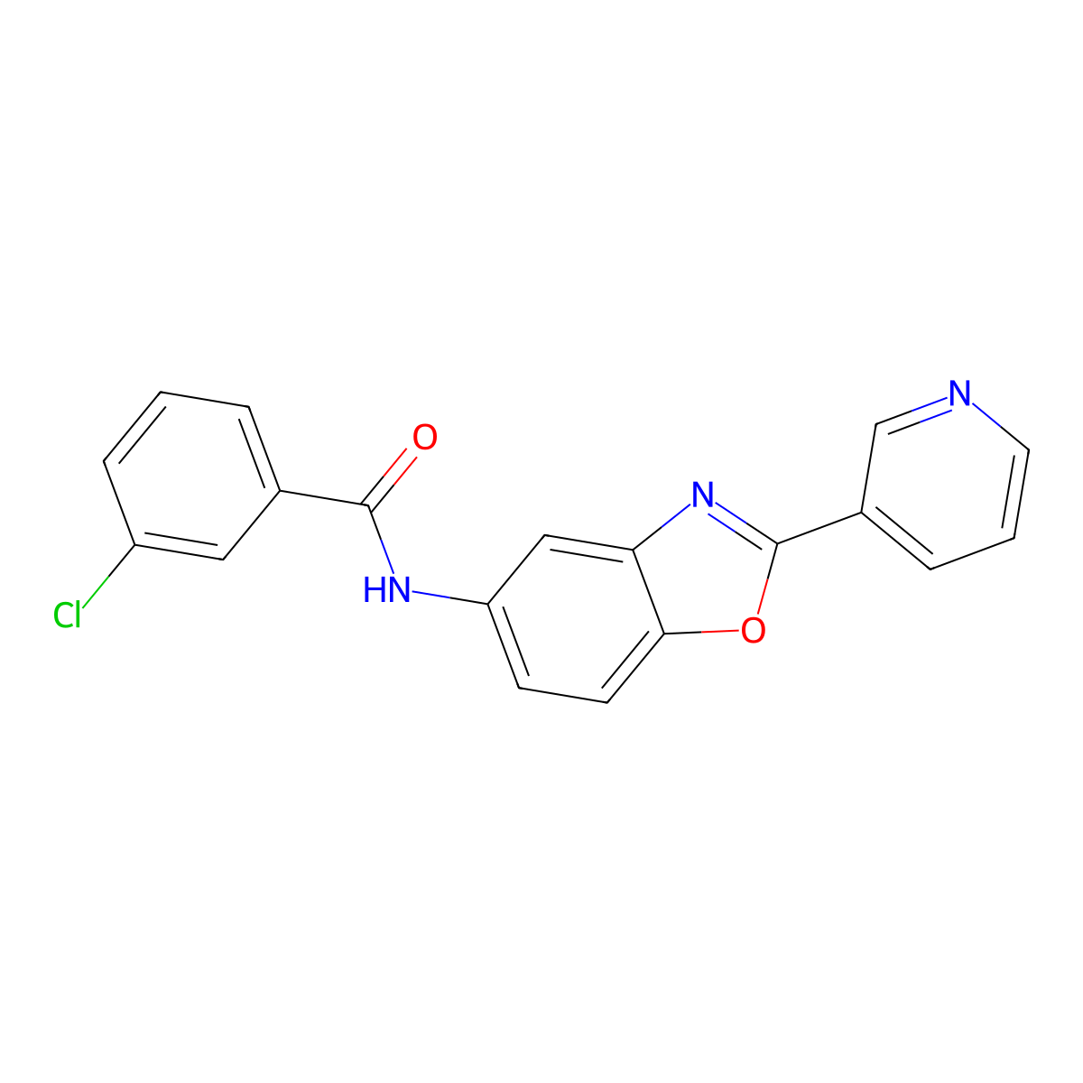 3-chloro-N-(2-pyridin-3-yl-1,3-benzoxazol-5-yl)benzamide molecular structure, CAS 380160-77-0