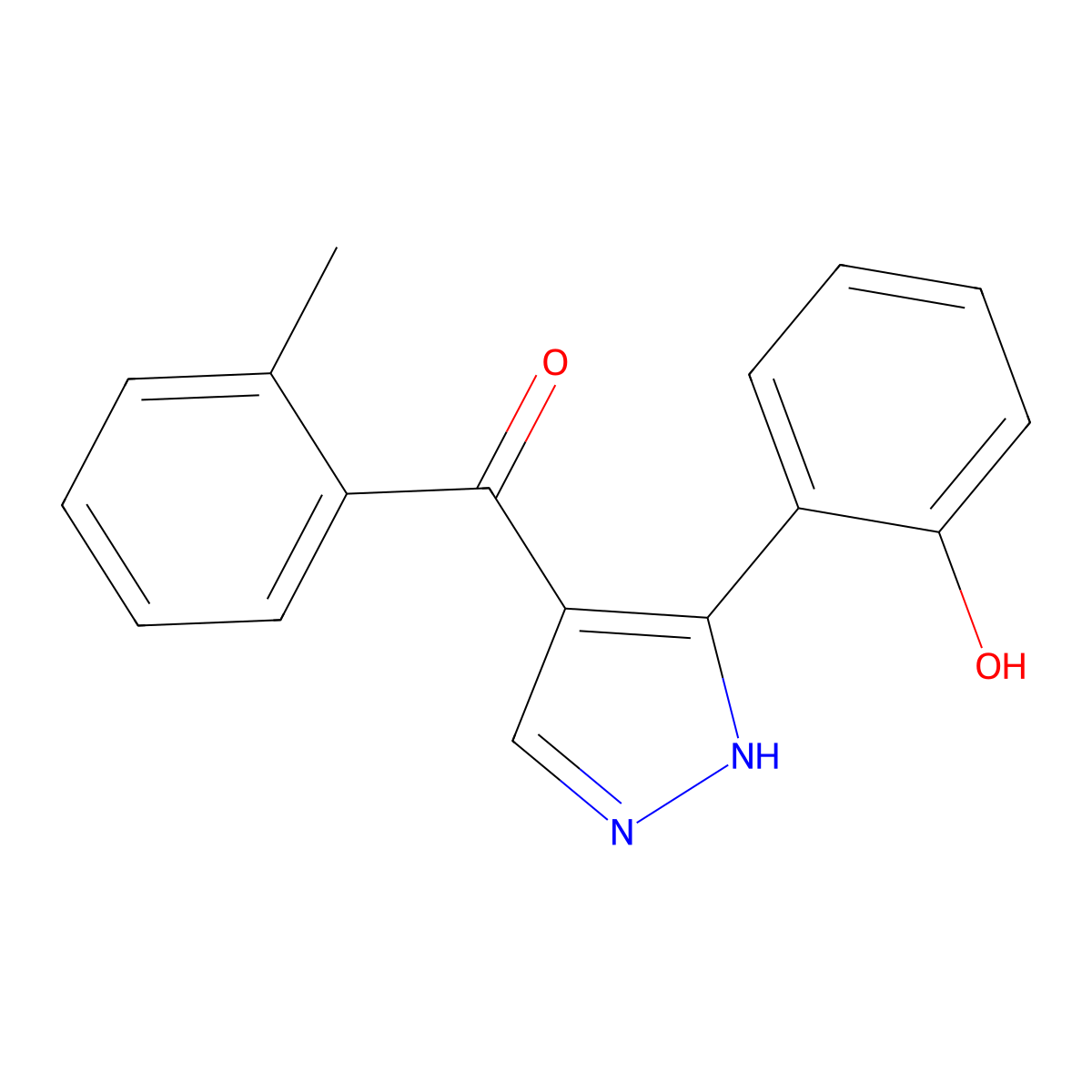 (3-(2-hydroxyphenyl)-1H-pyrazol-4-yl)(o-tolyl)methanone molecular structure, CAS 380160-89-4