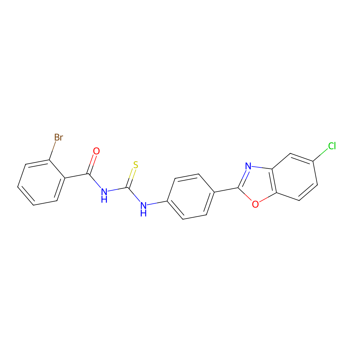 2-bromo-N-[[4-(5-chloro-1,3-benzoxazol-2-yl)phenyl]carbamothioyl]benzamide molecular structure, CAS 380162-53-8