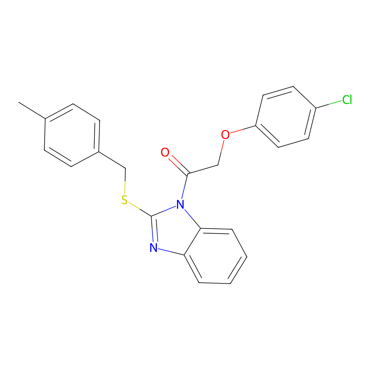 2-(4-Chlorophenoxy)-1-[2-[(4-methylphenyl)methylsulfanyl]benzimidazol-1-yl]ethanone molecular structure, CAS 380162-97-0