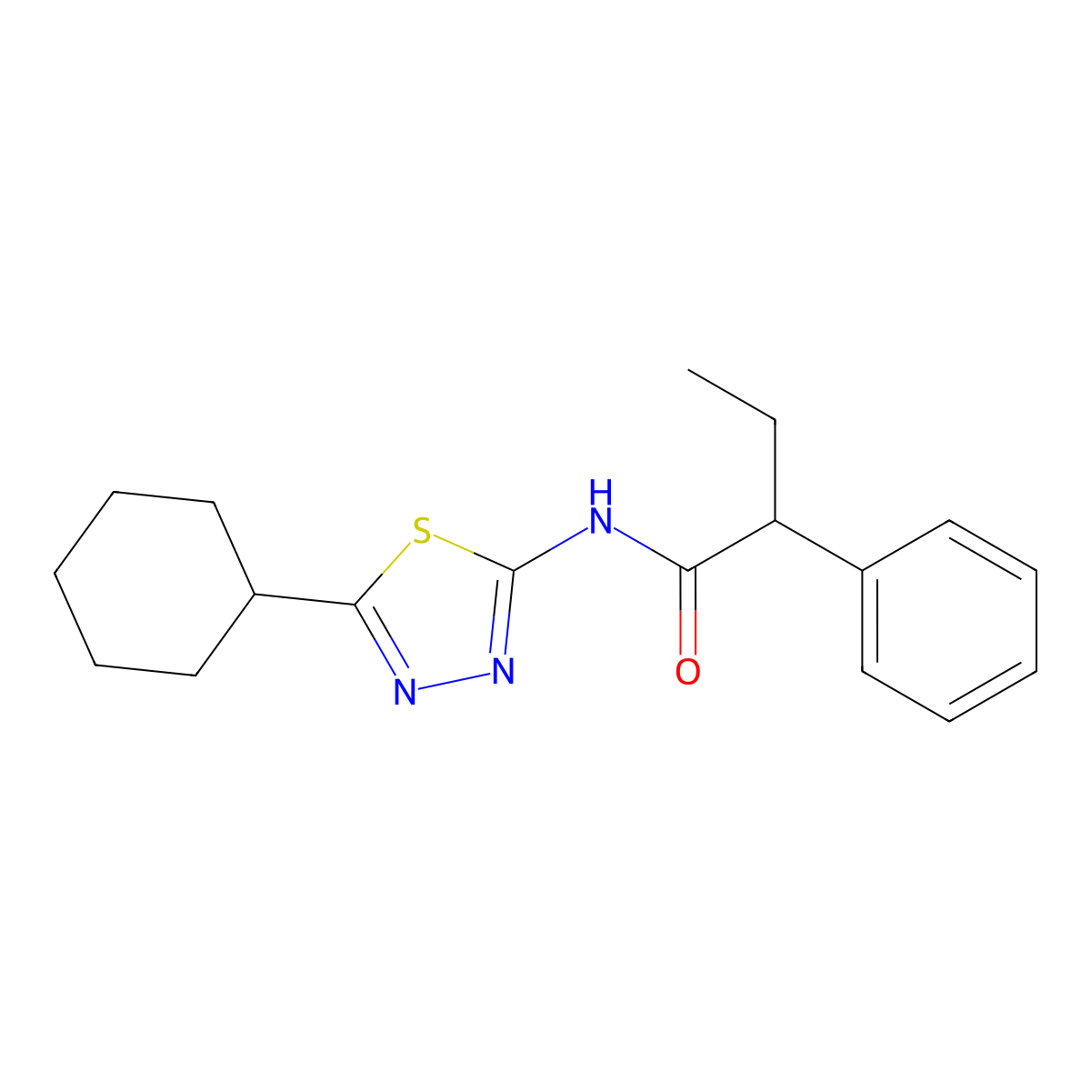 N-(5-cyclohexyl-1,3,4-thiadiazol-2-yl)-2-phenylbutanamide molecular structure, CAS 380163-11-1