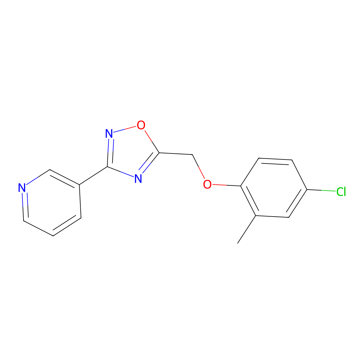 3-{5-[(4-Chloro-2-methylphenoxy)methyl]-1,2,4-oxadiazol-3-yl}pyridine molecular structure, CAS 380163-80-4