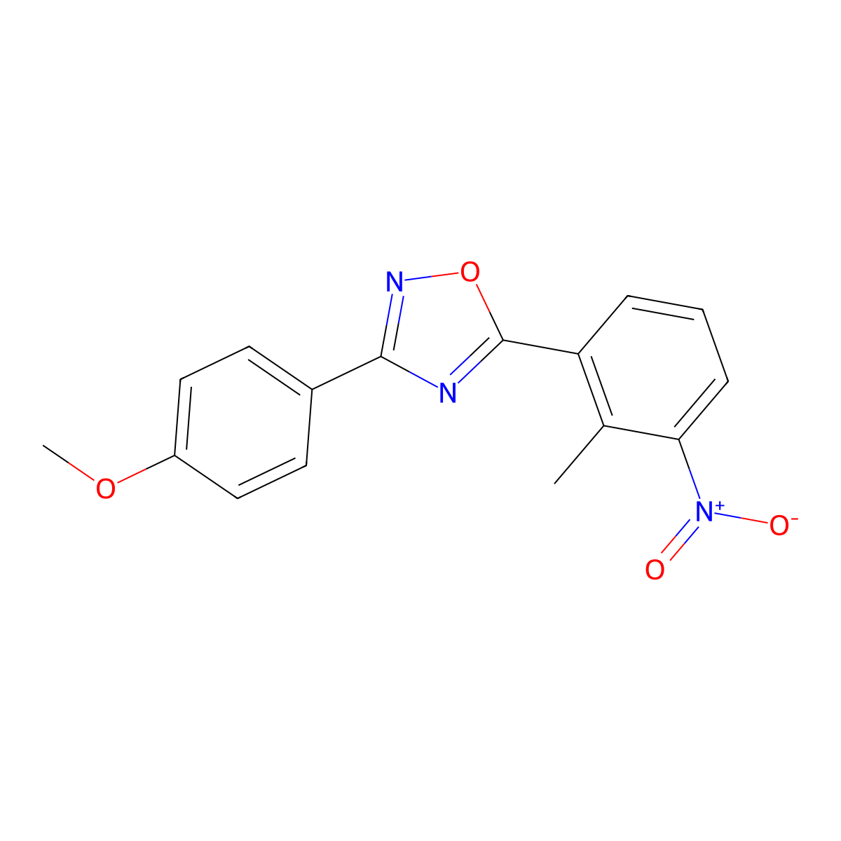 3-(4-Methoxyphenyl)-5-(2-methyl-3-nitrophenyl)-1,2,4-oxadiazole molecular structure, CAS 380164-60-3