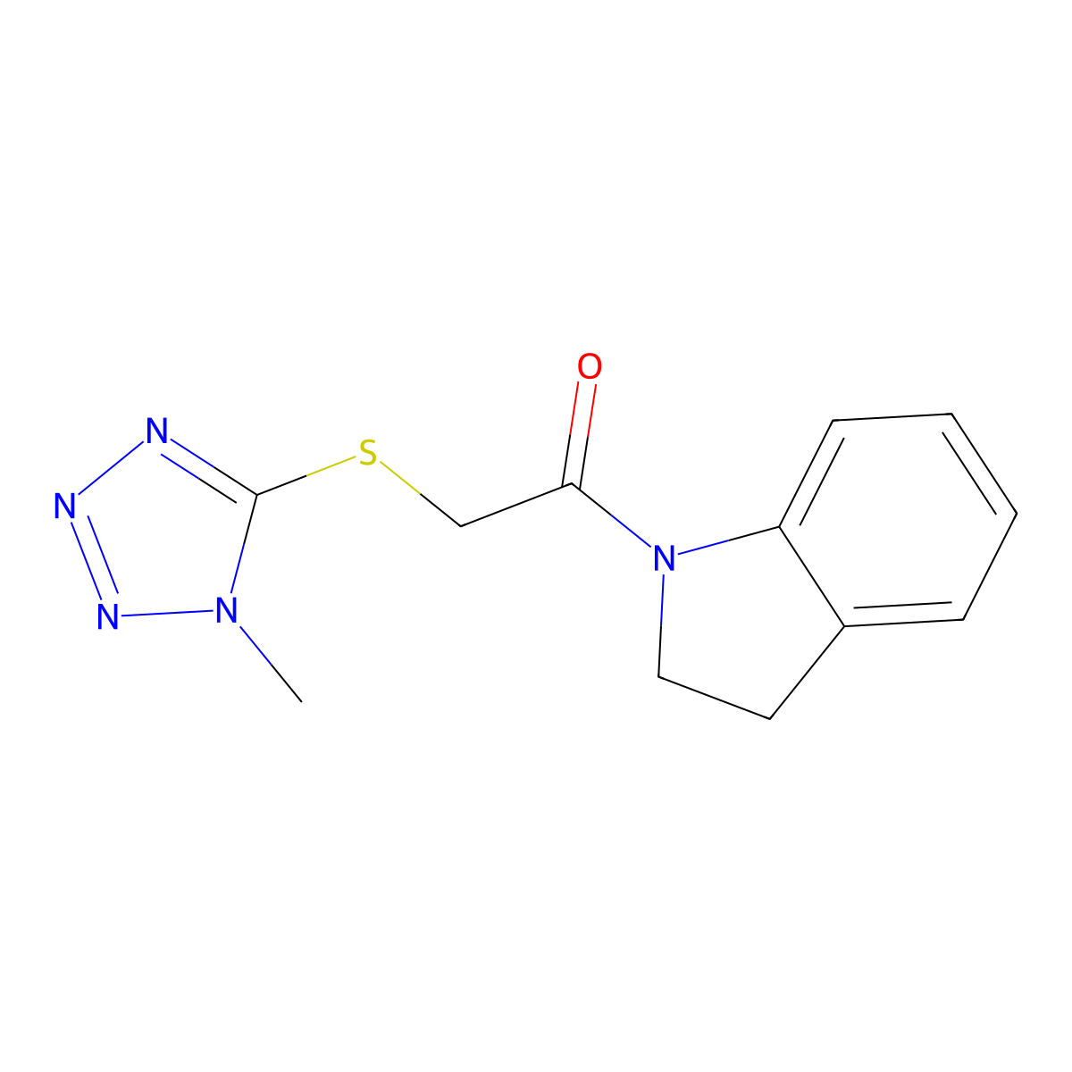 1-(2,3-Dihydroindol-1-yl)-2-(1-methyltetrazol-5-yl)sulfanylethanone molecular structure, CAS 380165-80-0
