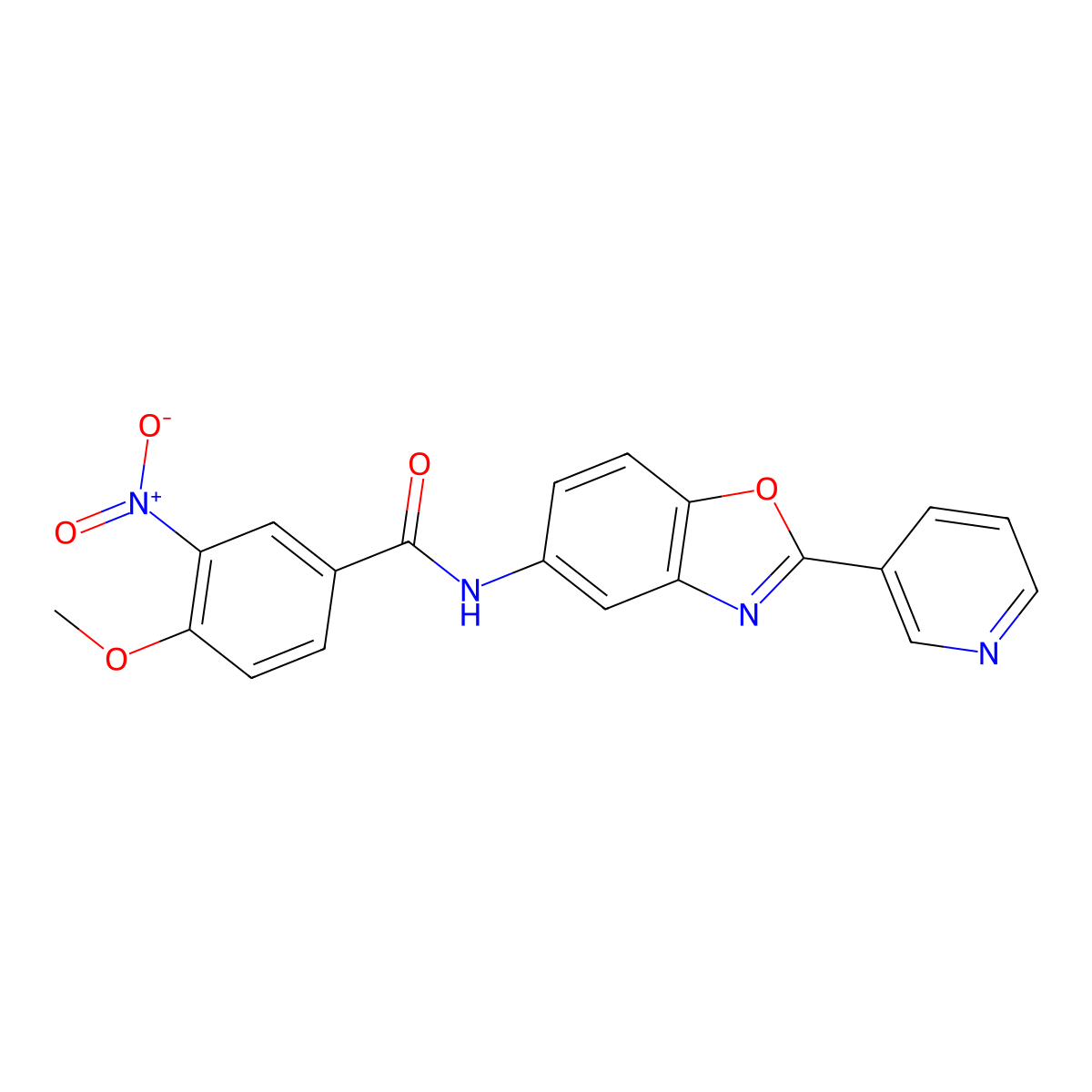 4-methoxy-3-nitro-N-(2-pyridin-3-yl-1,3-benzoxazol-5-yl)benzamide molecular structure, CAS 380166-24-5
