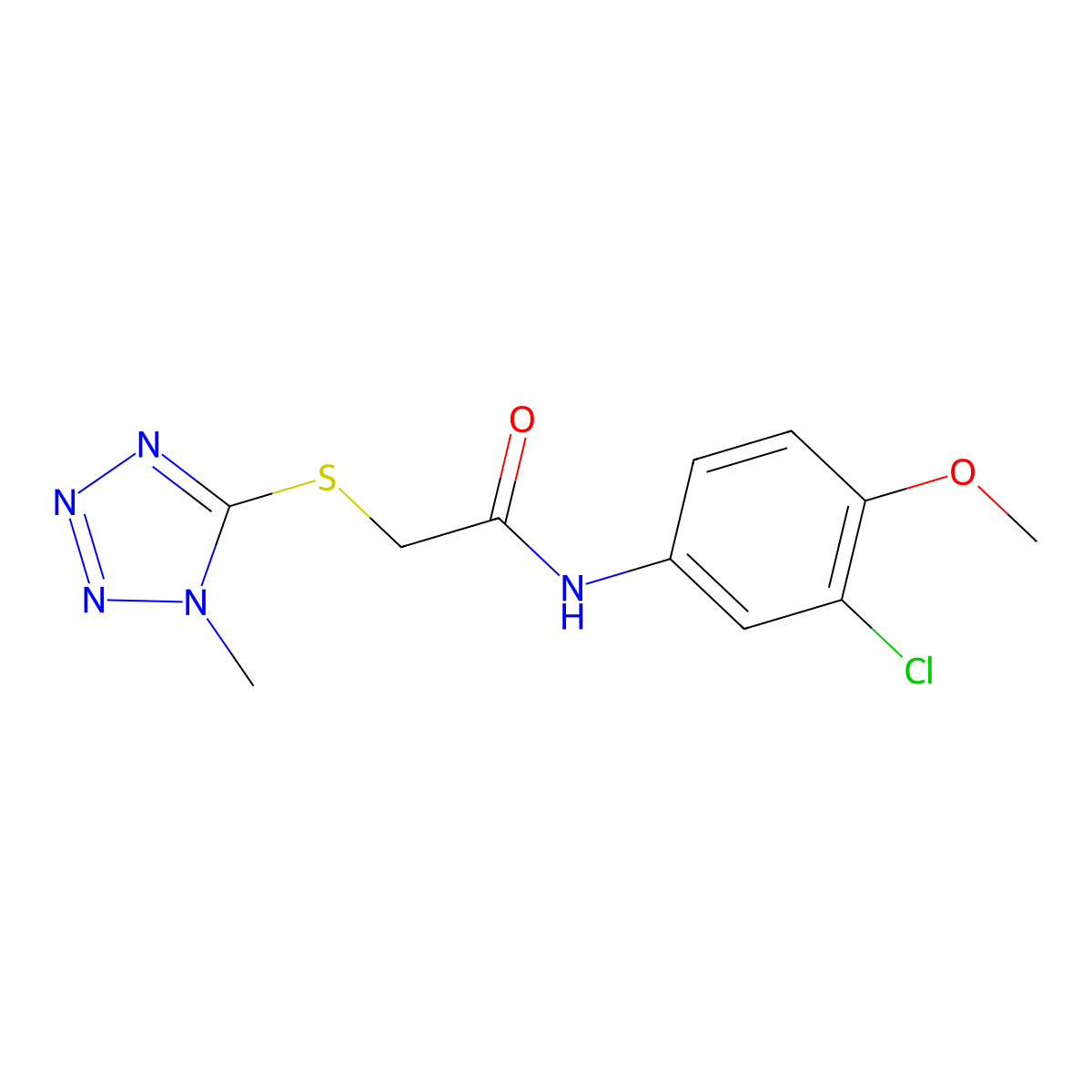N-(3-chloro-4-methoxyphenyl)-2-(1-methyltetrazol-5-yl)sulfanylacetamide molecular structure, CAS 380170-54-7