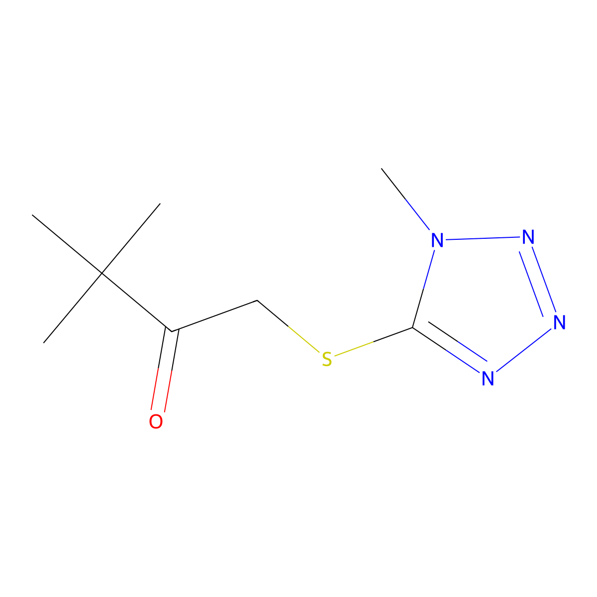 3,3-Dimethyl-1-(1-methyltetrazol-5-yl)sulfanylbutan-2-one molecular structure, CAS 380170-76-3