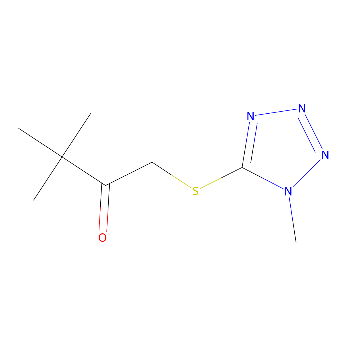 3,3-Dimethyl-1-(1-methyltetrazol-5-yl)sulfanylbutan-2-one molecular structure, CAS 380170-76-3