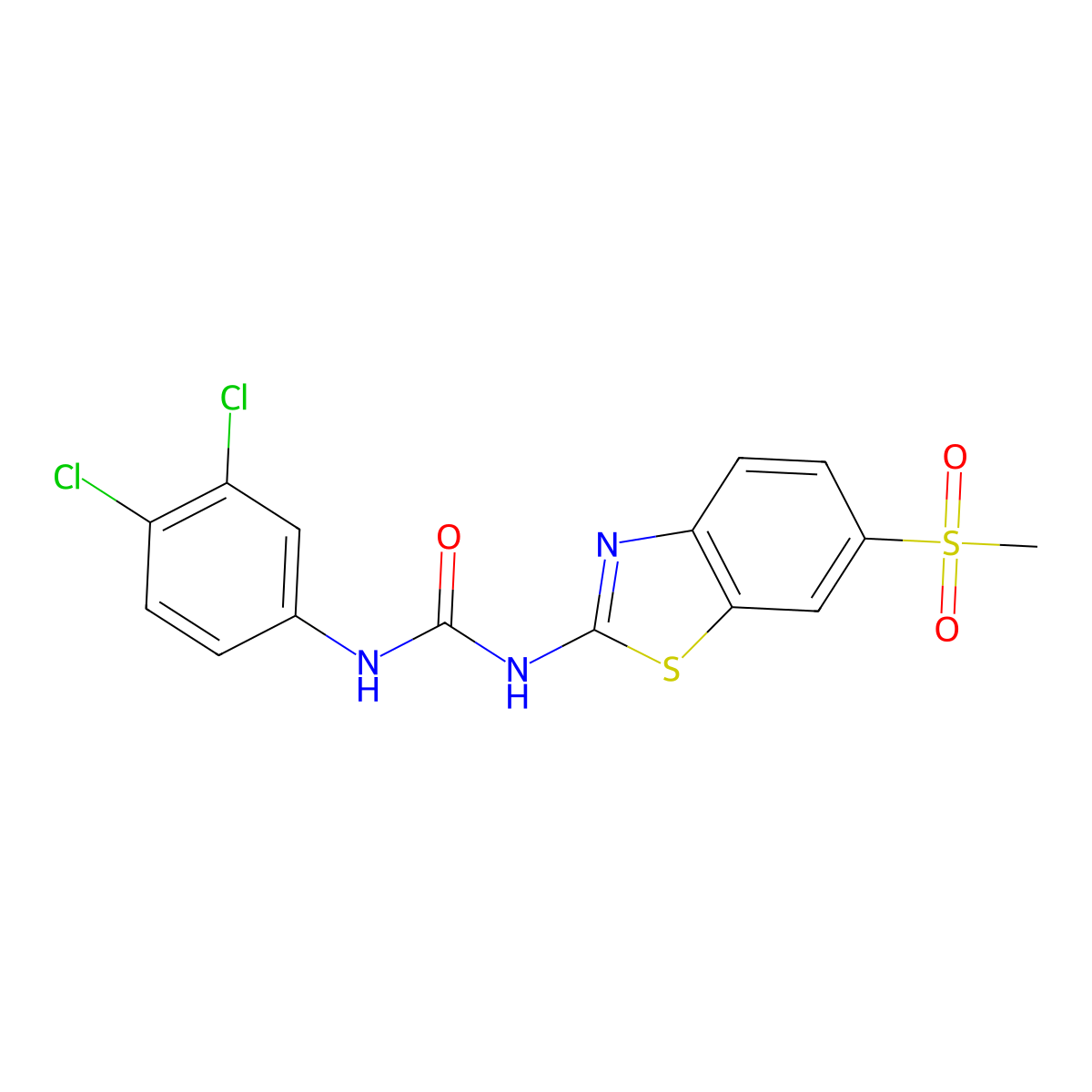1-(3,4-Dichlorophenyl)-3-(6-methylsulfonyl-1,3-benzothiazol-2-yl)urea molecular structure, CAS 380171-87-9