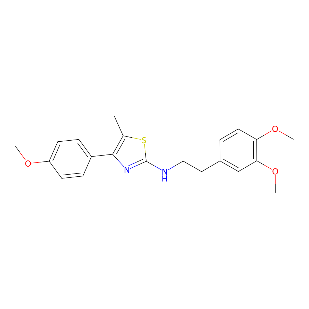 N-[2-(3,4-dimethoxyphenyl)ethyl]-4-(4-methoxyphenyl)-5-methyl-1,3-thiazol-2-amine molecular structure, CAS 380171-94-8
