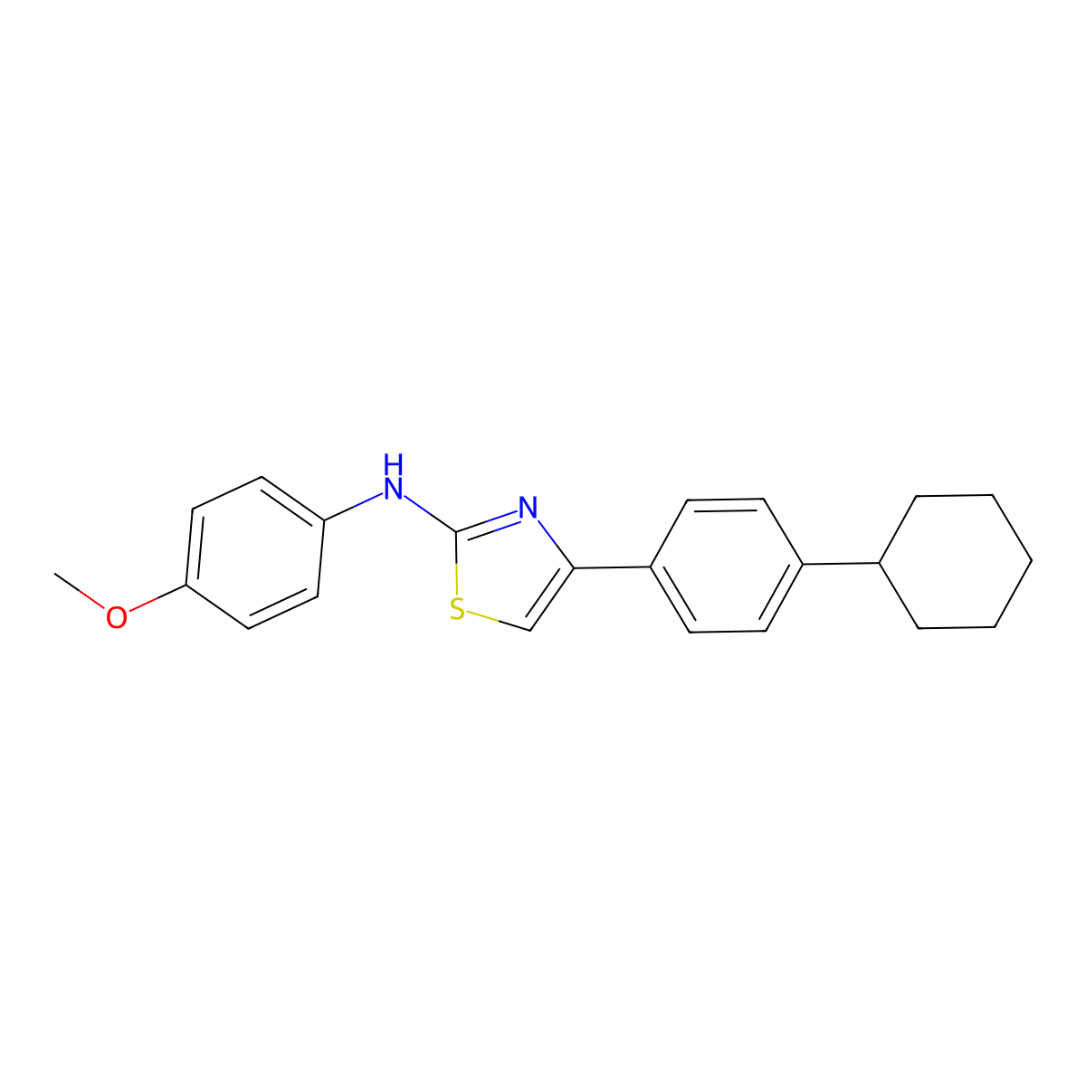 4-(4-cyclohexylphenyl)-N-(4-methoxyphenyl)-1,3-thiazol-2-amine molecular structure, CAS 380172-29-2