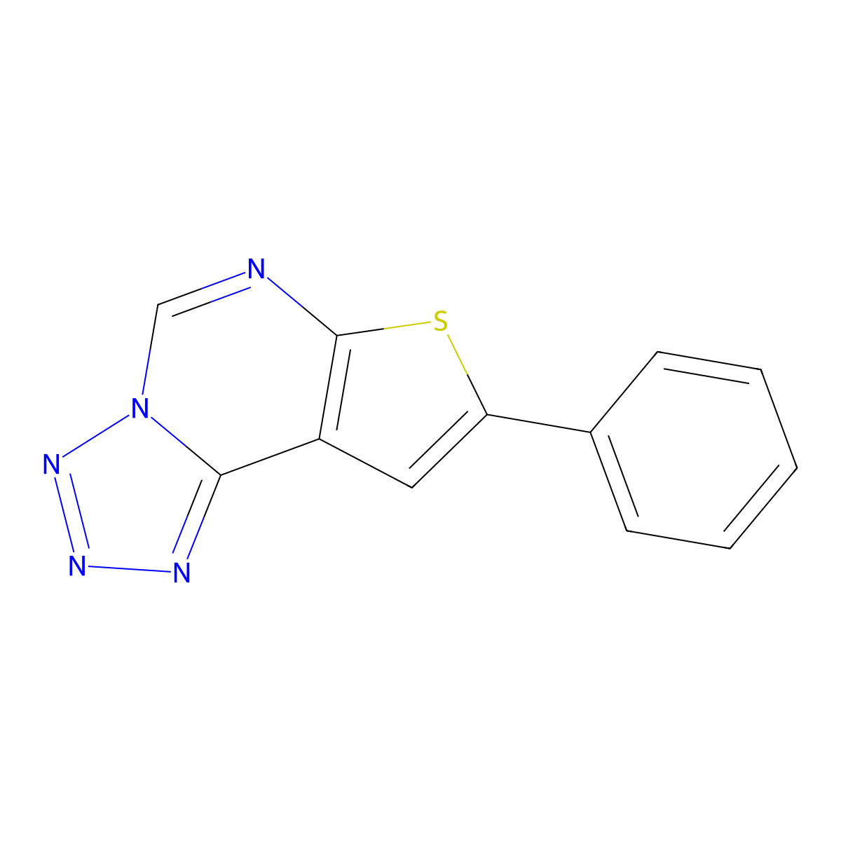 11-Phenyl-10-thia-3,4,5,6,8-pentaazatricyclo[7.3.0.0^{2,6}]dodeca-1(9),2,4,7,11-pentaene molecular structure, CAS 380172-46-3