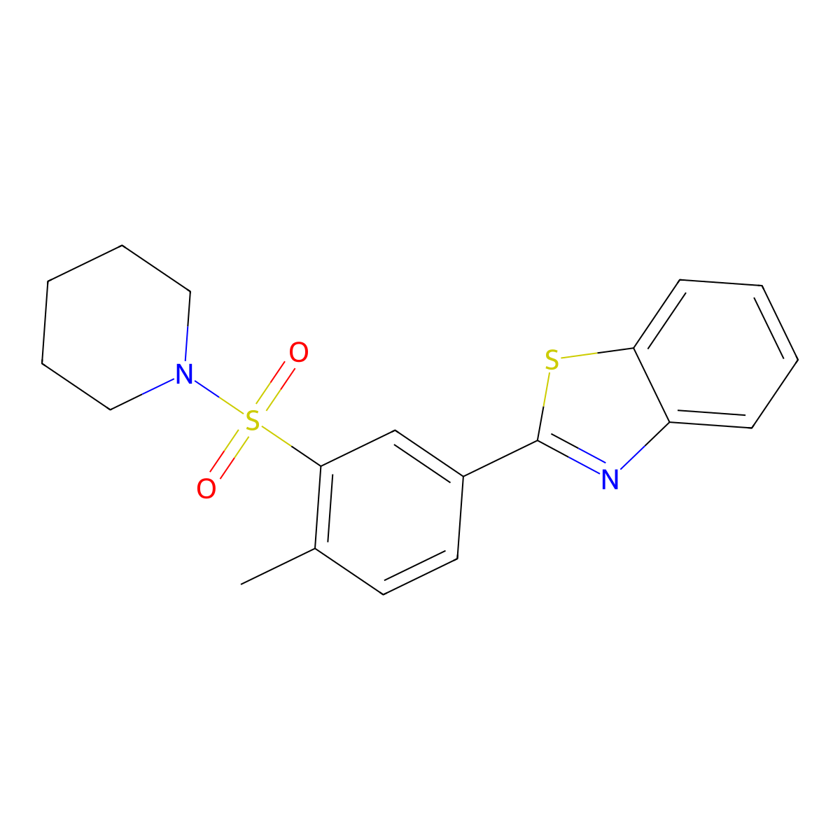 2-(4-Methyl-3-(piperidin-1-ylsulfonyl)phenyl)benzo[d]thiazole molecular structure, CAS 380173-02-4