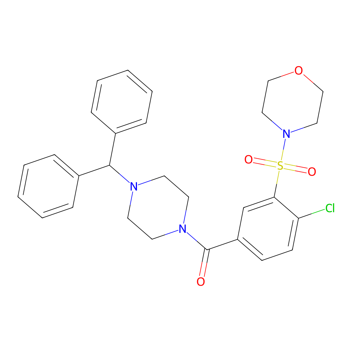 (4-Benzhydrylpiperazin-1-yl)-(4-chloro-3-morpholin-4-ylsulfonylphenyl)methanone molecular structure, CAS 380173-19-3