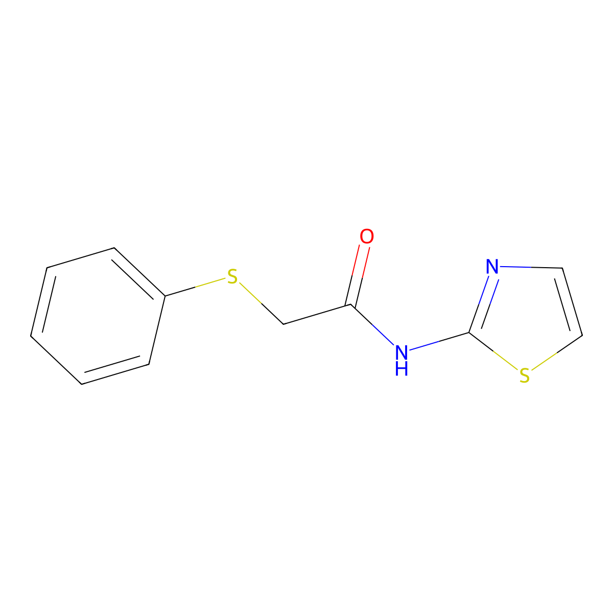 2-(phenylsulfanyl)-N-(1,3-thiazol-2-yl)acetamide molecular structure, CAS 380173-44-4