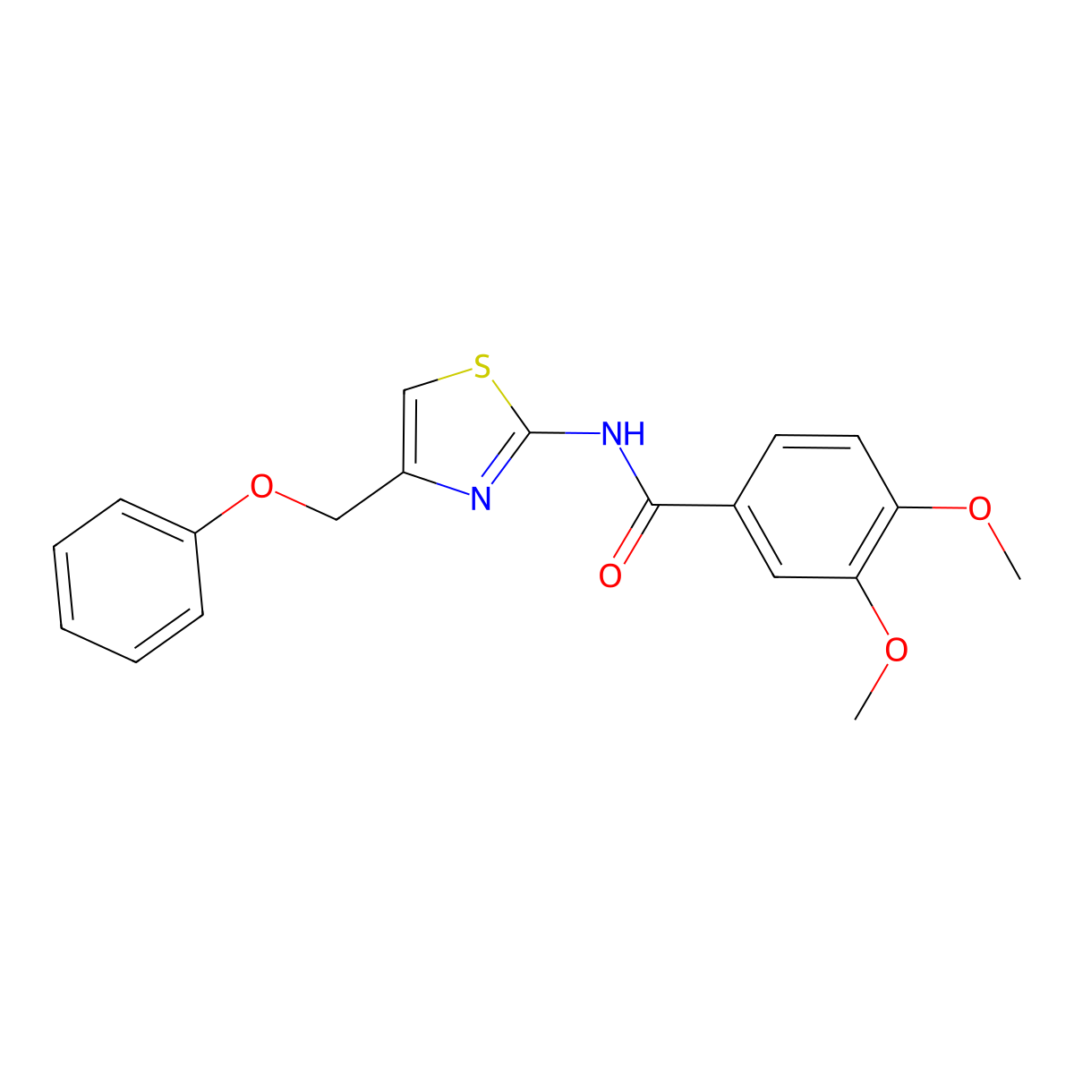 3,4-dimethoxy-N-[4-(phenoxymethyl)-1,3-thiazol-2-yl]benzamide molecular structure, CAS 380176-91-0