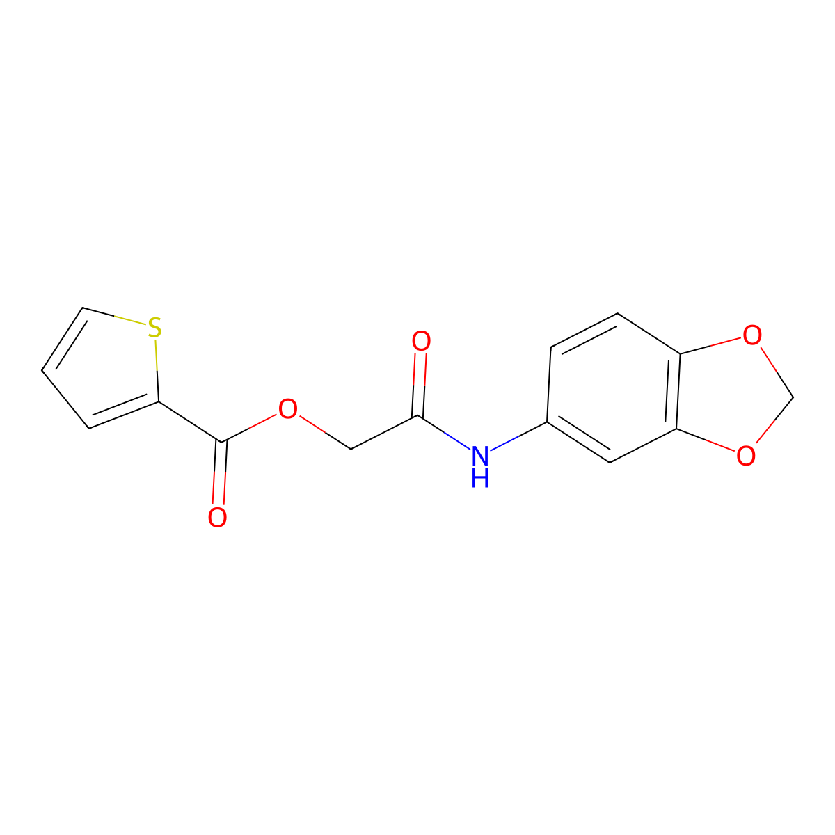 [(2H-1,3-benzodioxol-5-yl)carbamoyl]methyl thiophene-2-carboxylate molecular structure, CAS 380179-93-1
