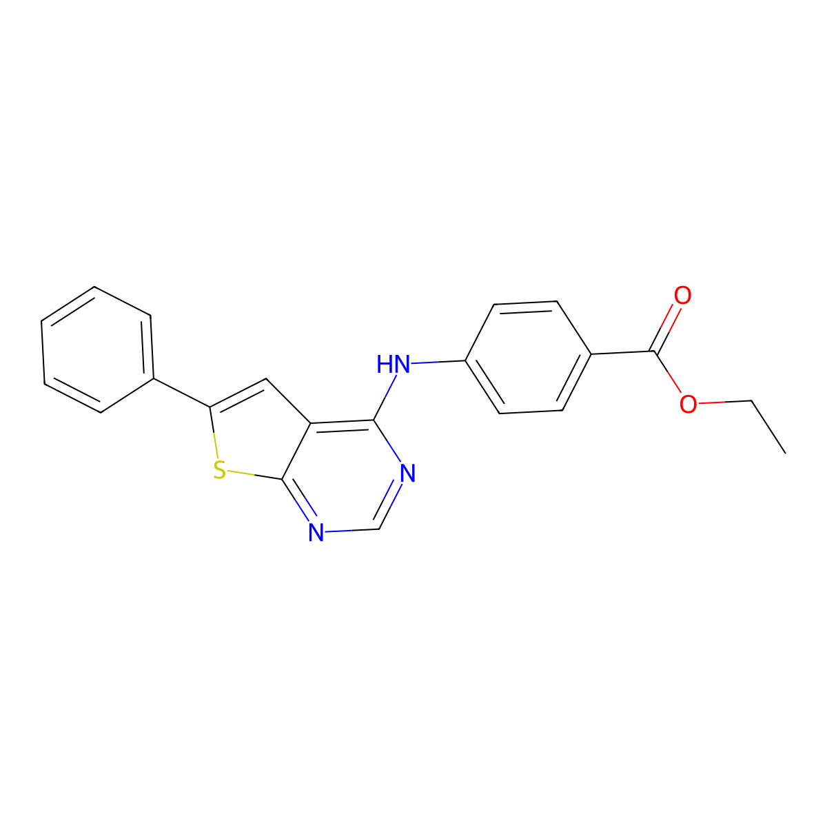 Ethyl 4-[(6-phenylthieno[2,3-d]pyrimidin-4-yl)amino]benzoate molecular structure, CAS 380179-94-2