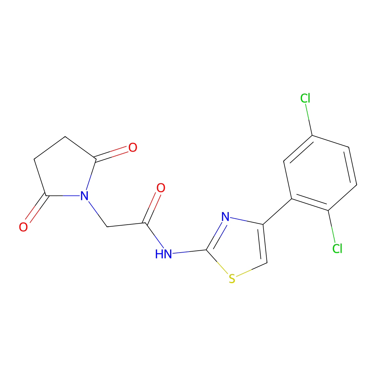 N-[4-(2,5-dichlorophenyl)-1,3-thiazol-2-yl]-2-(2,5-dioxopyrrolidin-1-yl)acetamide molecular structure, CAS 380180-45-0