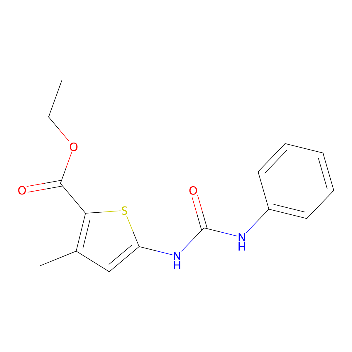 Ethyl 3-methyl-5-[(phenylcarbamoyl)amino]thiophene-2-carboxylate molecular structure, CAS 380181-03-3