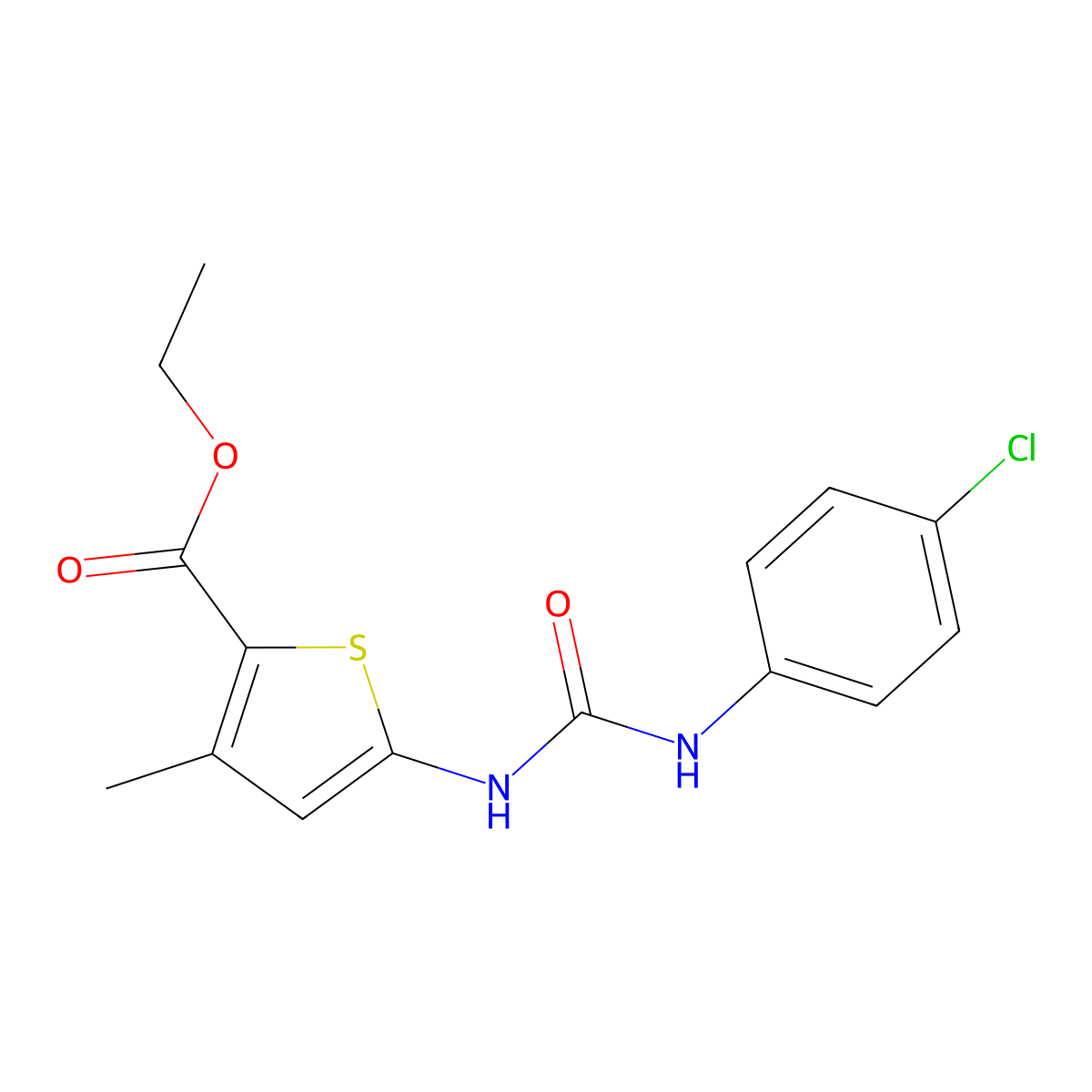 Ethyl 5-[(4-chlorophenyl)carbamoylamino]-3-methylthiophene-2-carboxylate molecular structure, CAS 380181-08-8
