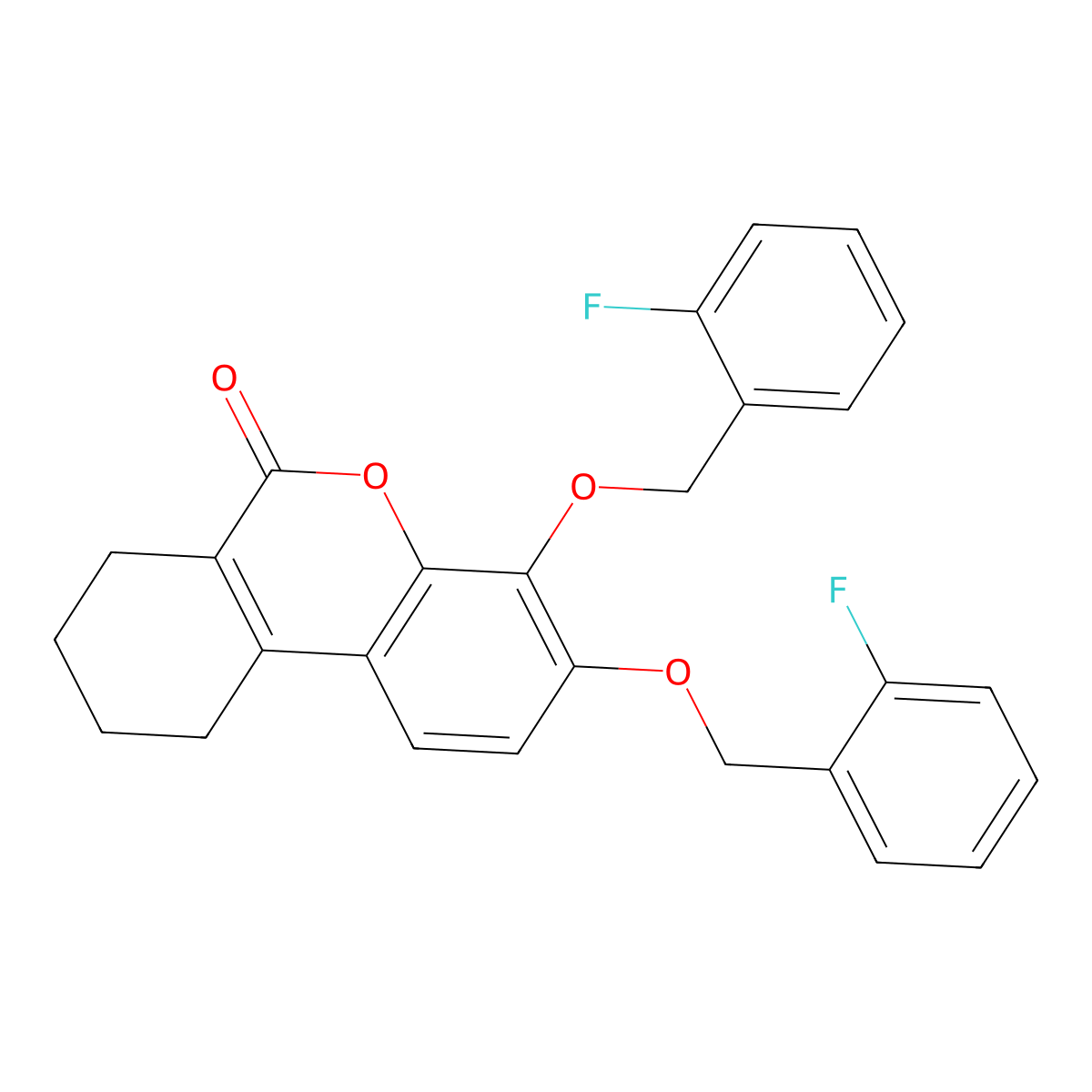 3,4-bis[(2-fluorobenzyl)oxy]-7,8,9,10-tetrahydro-6H-benzo[c]chromen-6-one molecular structure, CAS 380184-40-7