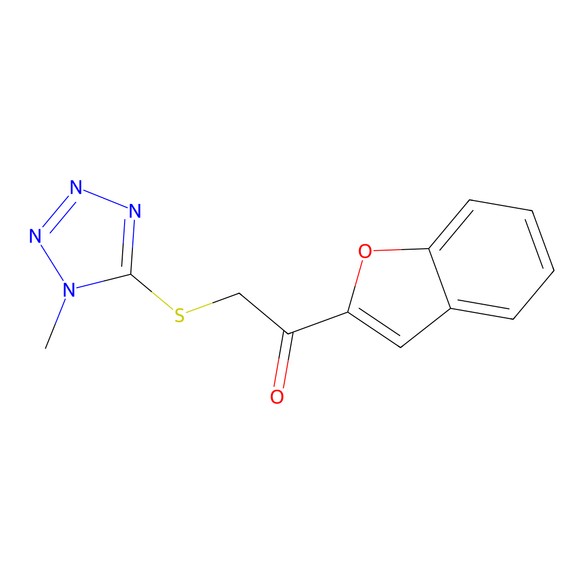 1-(1-Benzofuran-2-yl)-2-(1-methyltetrazol-5-yl)sulfanylethanone molecular structure, CAS 380185-26-2