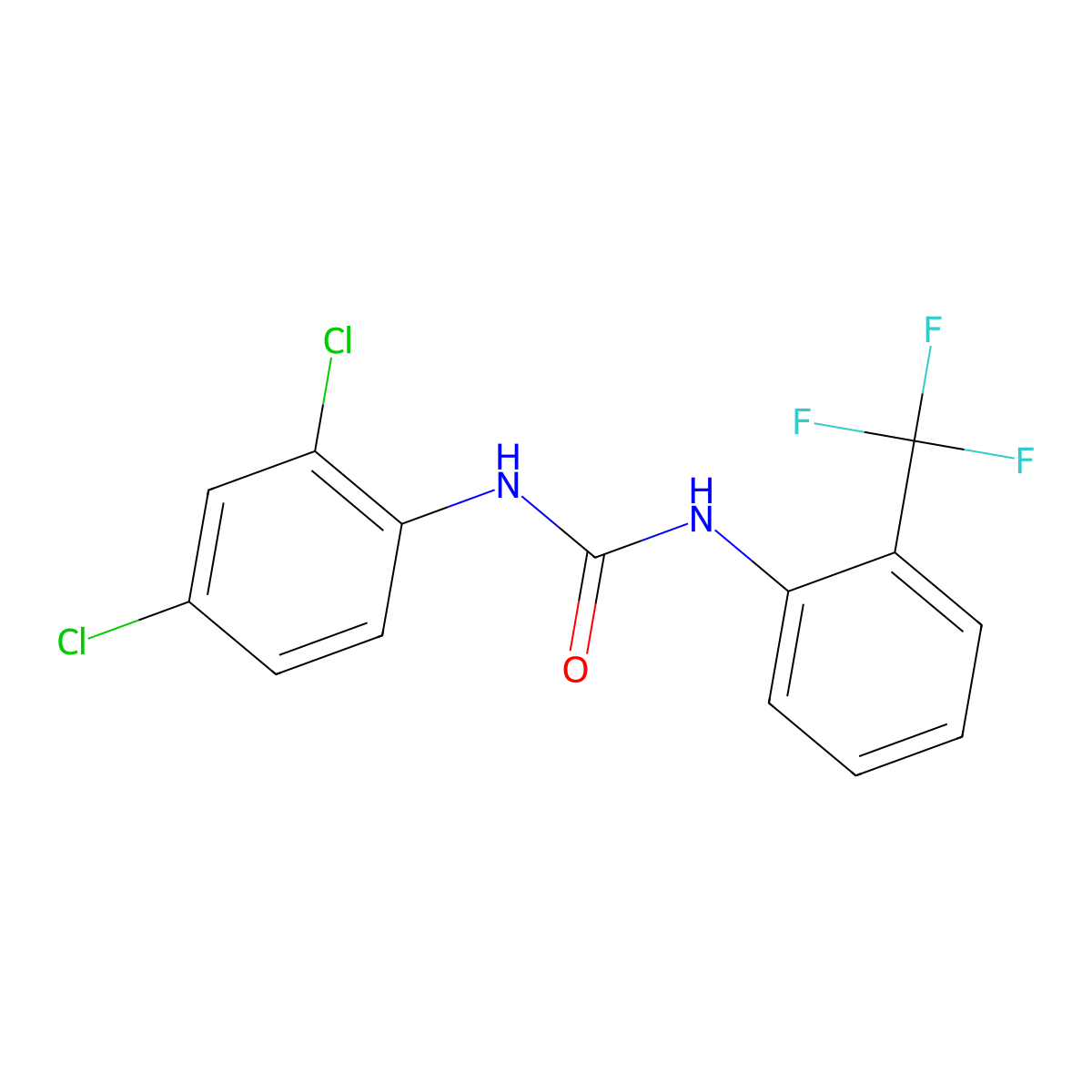 1-(2,4-Dichlorophenyl)-3-[2-(trifluoromethyl)phenyl]urea molecular structure, CAS 380186-42-5
