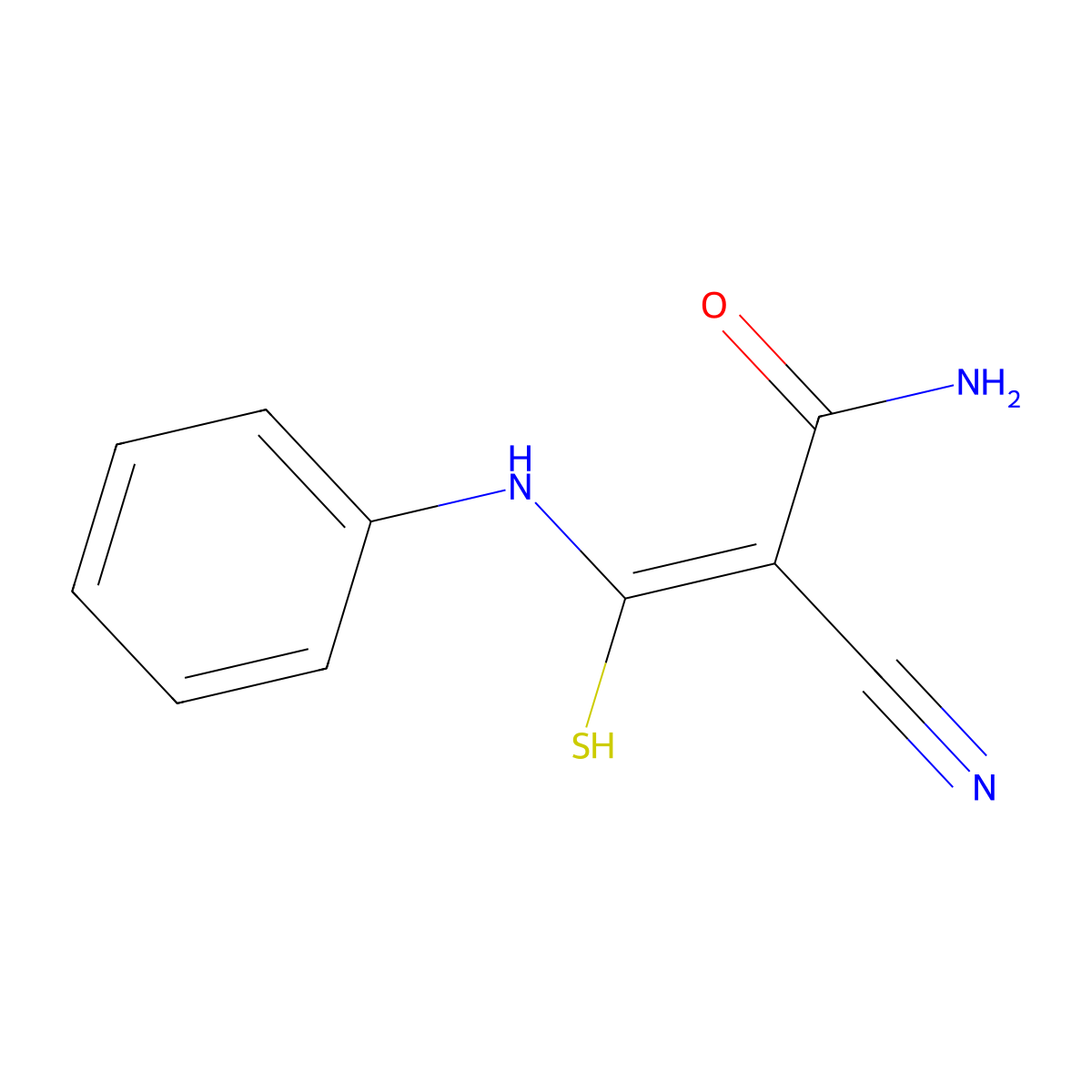 3-Anilino-2-cyano-3-sulfanylprop-2-enamide molecular structure, CAS 380186-84-5