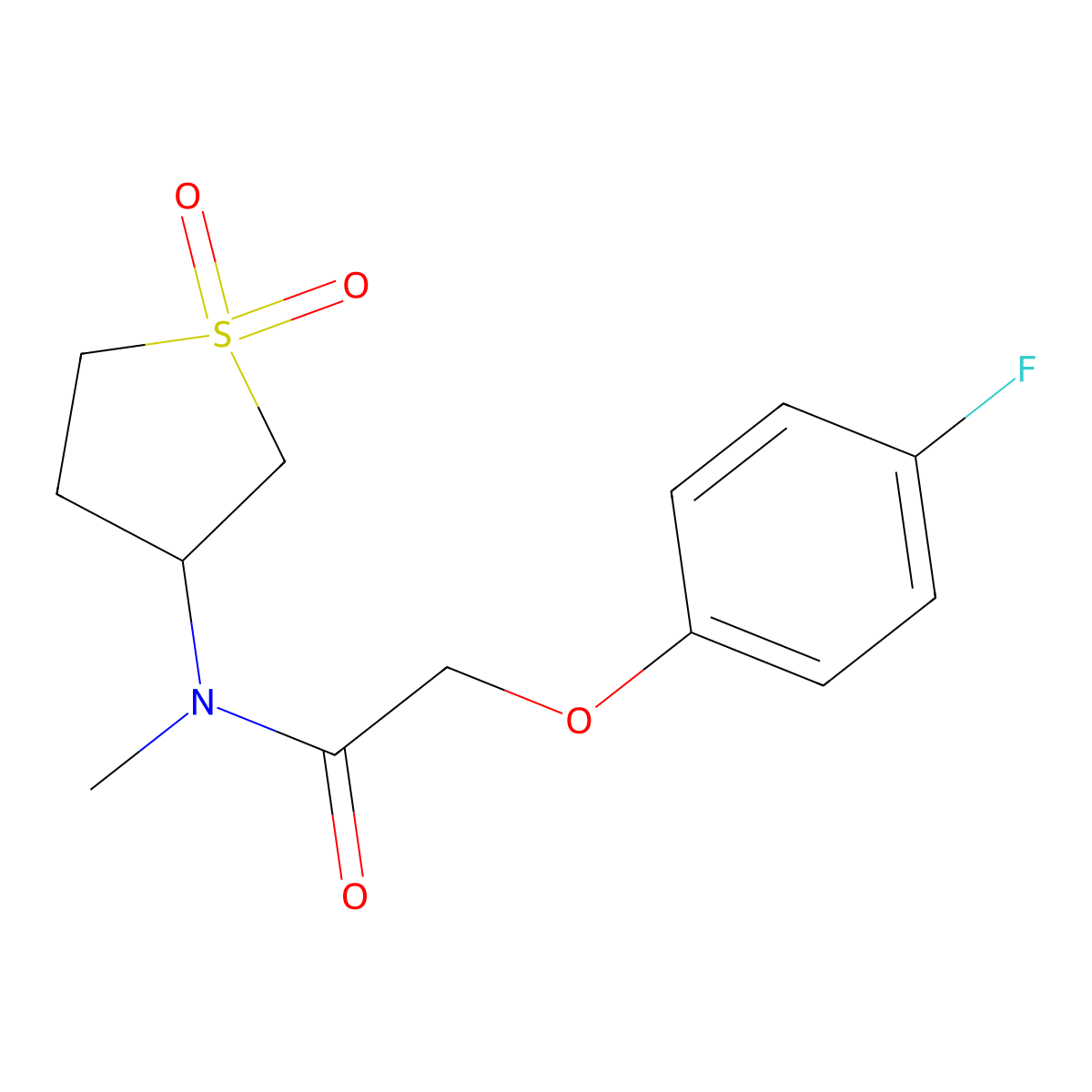 N-(1,1-dioxo-1lambda6-thiolan-3-yl)-2-(4-fluorophenoxy)-N-methylacetamide molecular structure, CAS 380188-12-5