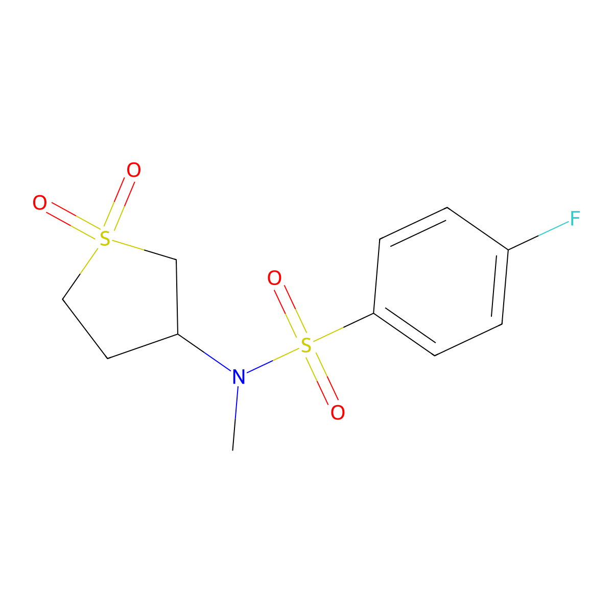 3-{[(4-Fluorophenyl)sulfonyl]methylamino}thiolane-1,1-dione molecular structure, CAS 380188-24-9