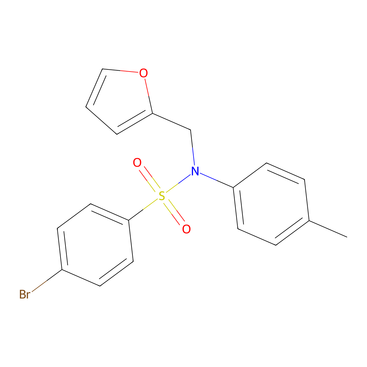 4-bromo-N-(furan-2-ylmethyl)-N-(p-tolyl)benzenesulfonamide molecular structure, CAS 380188-35-2
