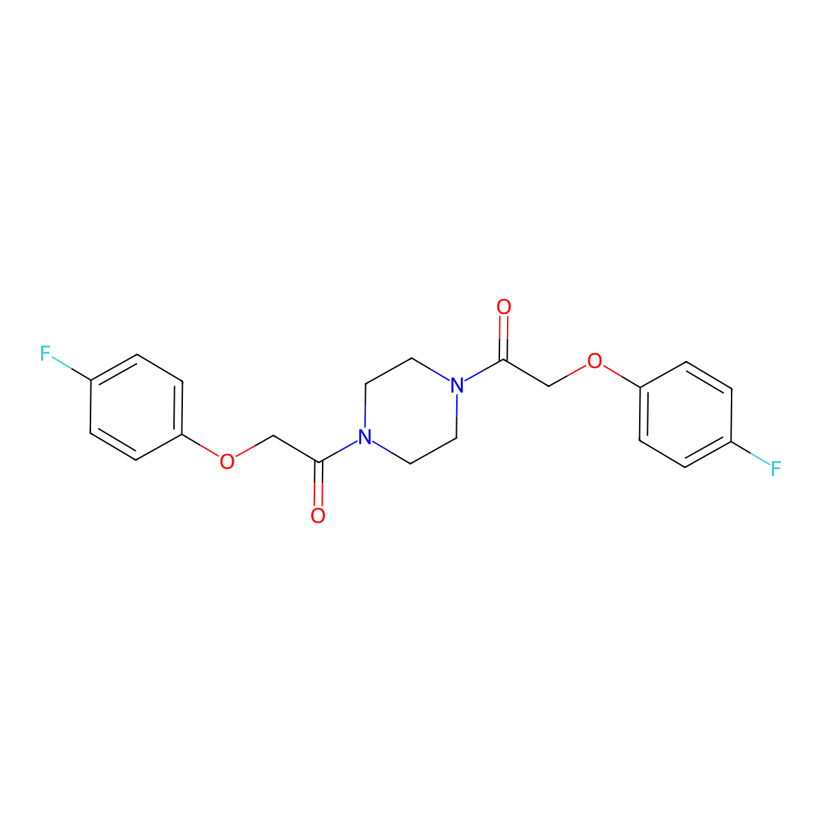 2-(4-Fluorophenoxy)-1-{4-[2-(4-fluorophenoxy)acetyl]piperazin-1-yl}ethan-1-one molecular structure, CAS 380188-86-3
