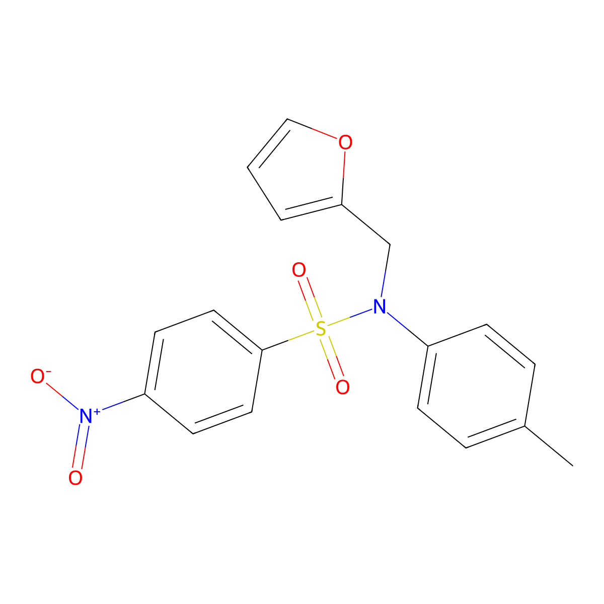 N-(furan-2-ylmethyl)-N-(4-methylphenyl)-4-nitrobenzenesulfonamide molecular structure, CAS 380189-05-9