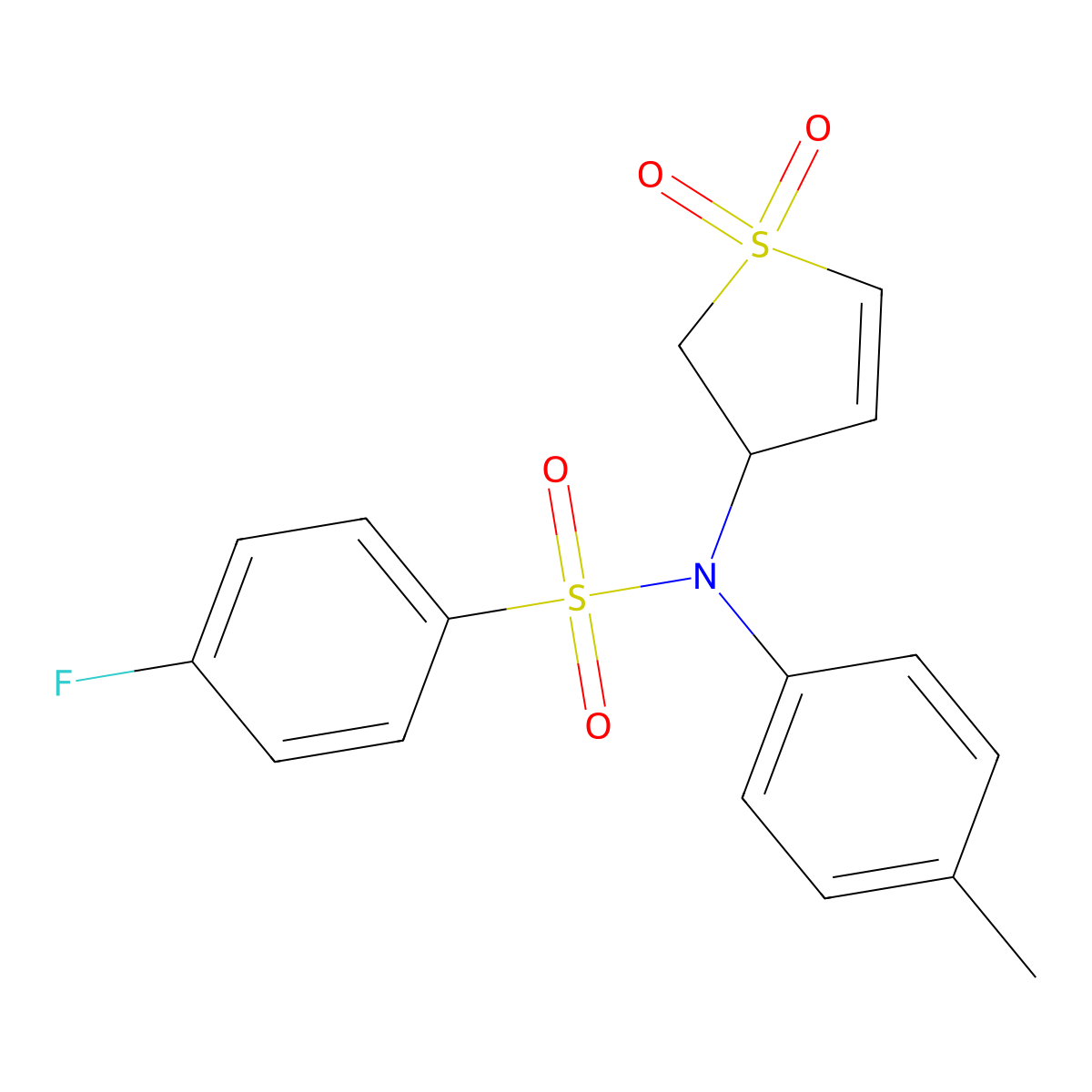 N-(1,1-dioxido-2,3-dihydrothiophen-3-yl)-4-fluoro-N-(p-tolyl)benzenesulfonamide molecular structure, CAS 380189-24-2