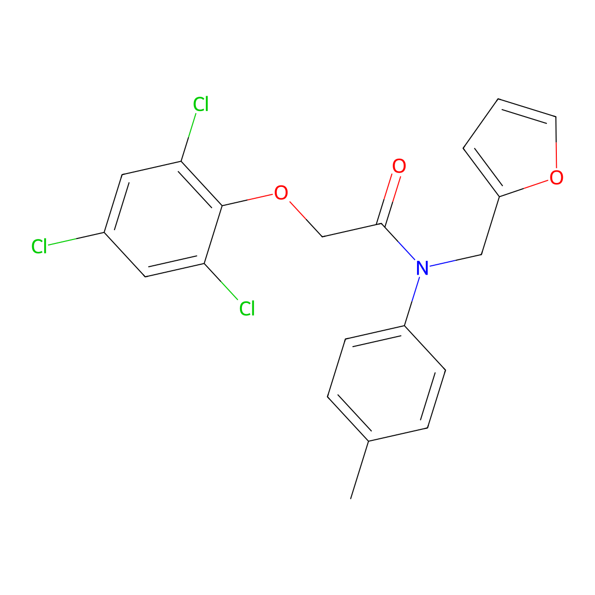 N-[(furan-2-yl)methyl]-N-(4-methylphenyl)-2-(2,4,6-trichlorophenoxy)acetamide molecular structure, CAS 380189-50-4