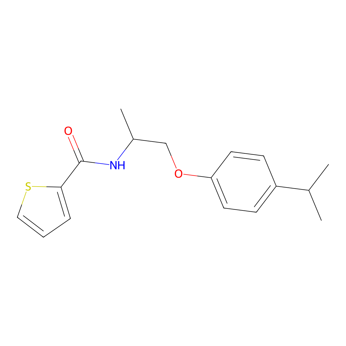 N-{1-[4-(propan-2-yl)phenoxy]propan-2-yl}thiophene-2-carboxamide molecular structure, CAS 380189-58-2