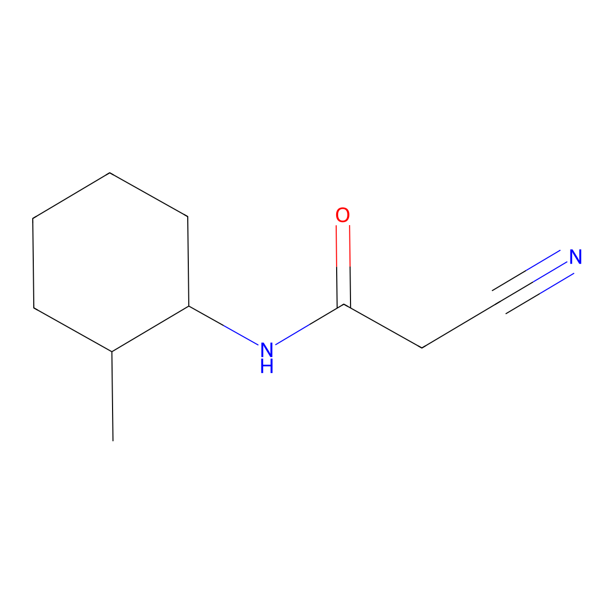 2-cyano-N-(2-methylcyclohexyl)acetamide molecular structure, CAS 380190-59-0
