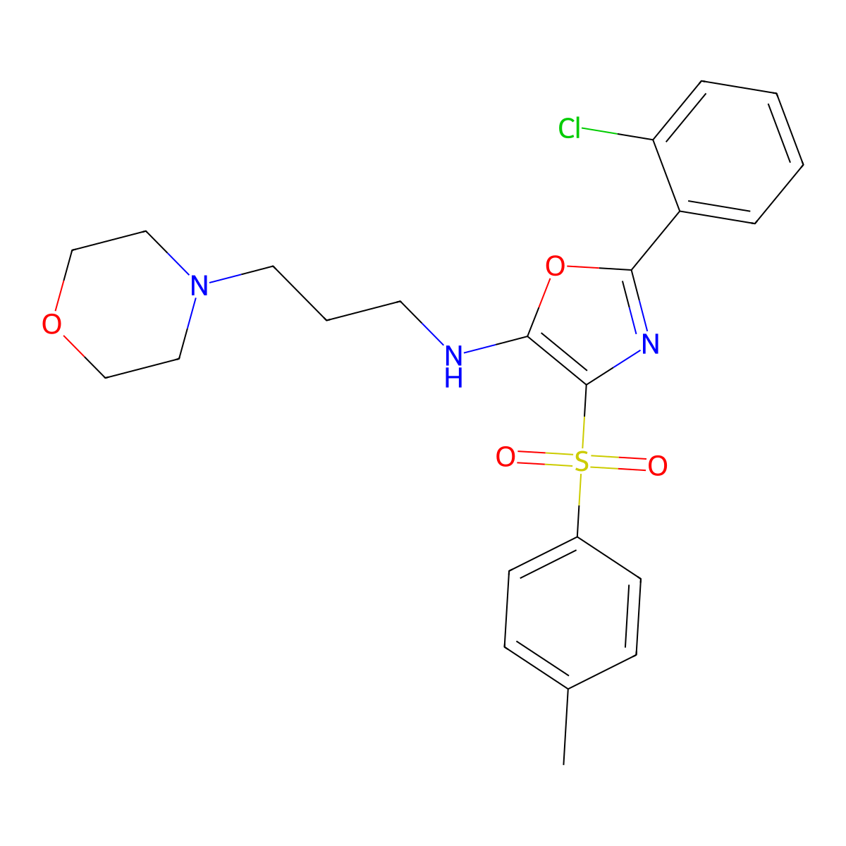 2-(2-chlorophenyl)-4-[(4-methylphenyl)sulfonyl]-N-[3-(morpholin-4-yl)propyl]-1,3-oxazol-5-amine molecular structure, CAS 380190-61-4