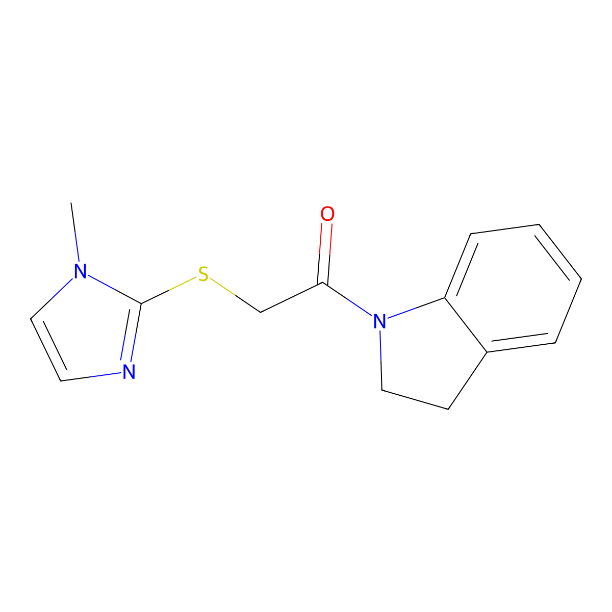 1-(2,3-Dihydroindol-1-yl)-2-(1-methylimidazol-2-yl)sulfanylethanone molecular structure, CAS 380190-68-1