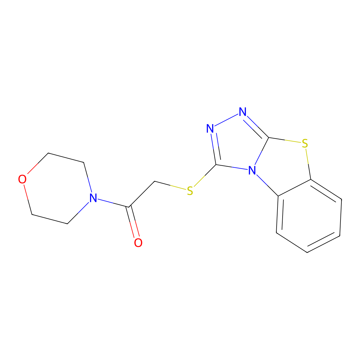 1-(Morpholin-4-yl)-2-{7-thia-2,4,5-triazatricyclo[6.4.0.0^{2,6}]dodeca-1(8),3,5,9,11-pentaen-3-ylsulfanyl}ethan-1-one molecular structure, CAS 380190-97-6