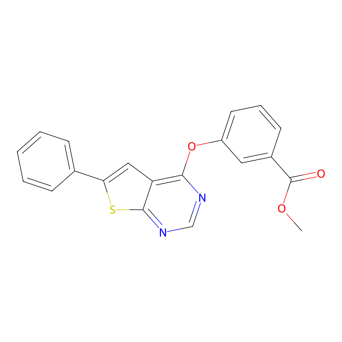 Methyl 3-[(6-phenylthieno[2,3-d]pyrimidin-4-yl)oxy]benzoate molecular structure, CAS 380191-12-8