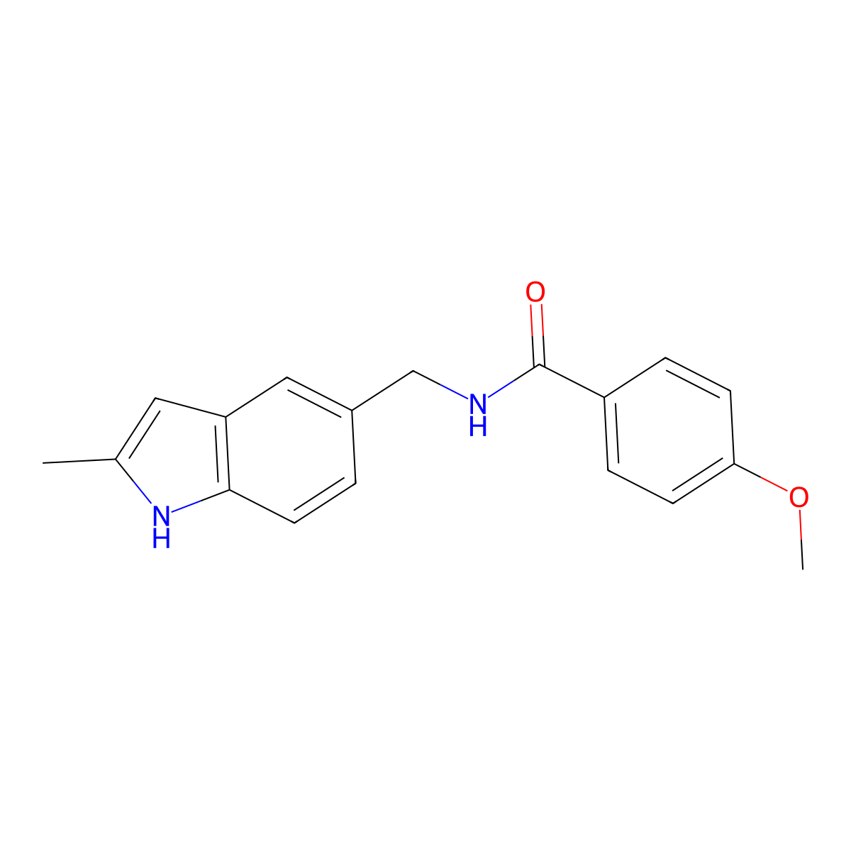 4-methoxy-N-[(2-methyl-1H-indol-5-yl)methyl]benzamide molecular structure, CAS 380192-80-3
