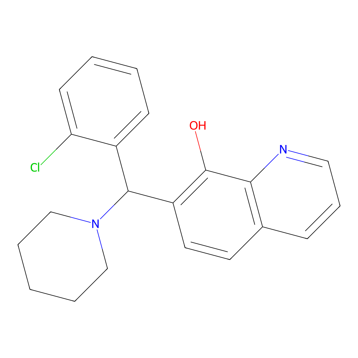 7-[(2-Chlorophenyl)-piperidin-1-ylmethyl]quinolin-8-ol molecular structure, CAS 380192-89-2