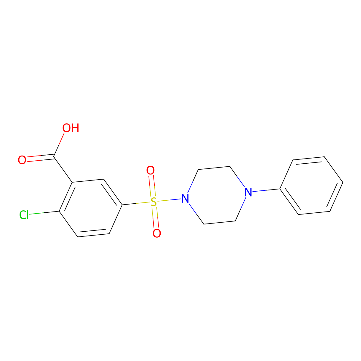 2-Chloro-5-[(4-phenylpiperazin-1-yl)sulfonyl]benzoic acid molecular structure, CAS 380193-38-4