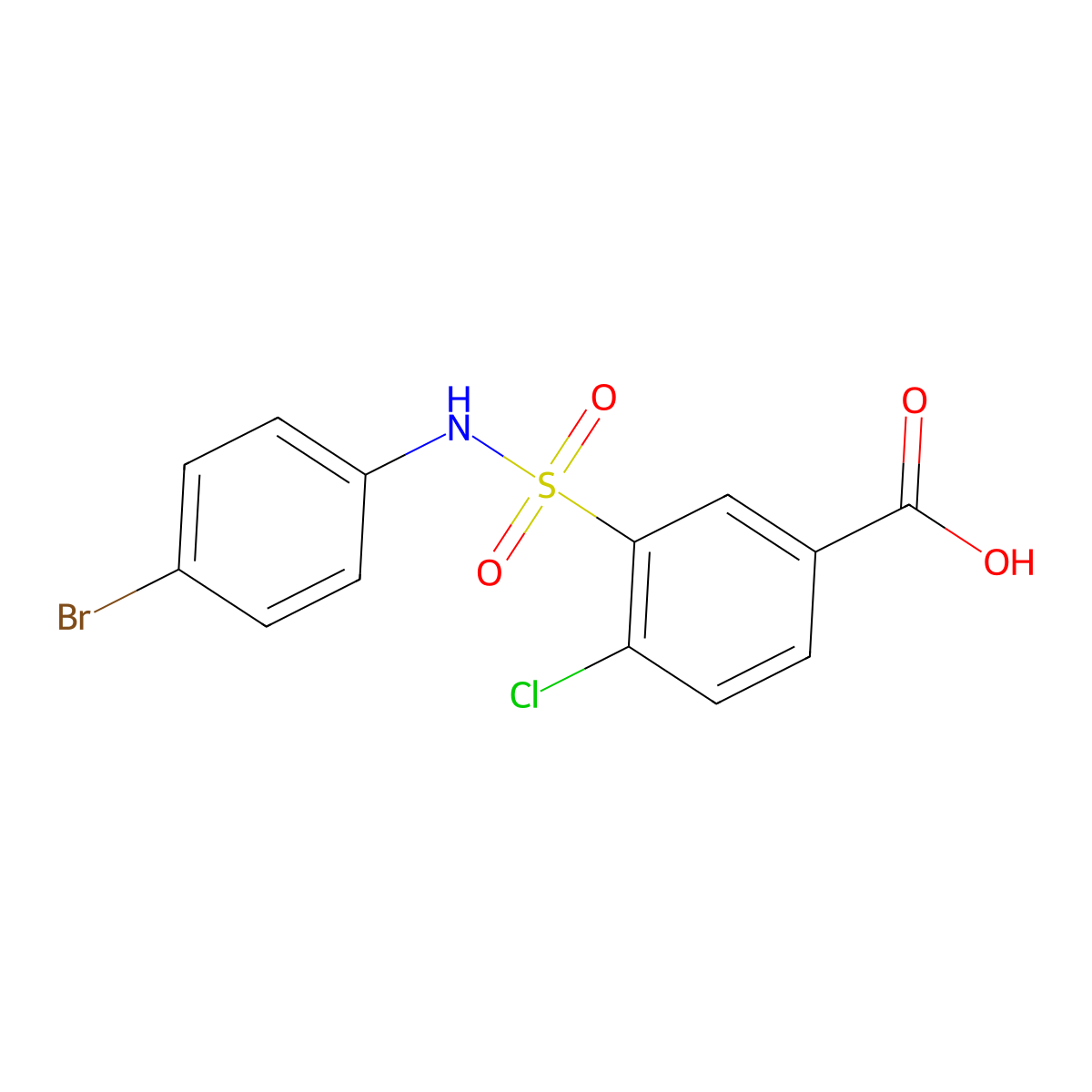 3-[(4-Bromophenyl)sulfamoyl]-4-chlorobenzoic acid molecular structure, CAS 380193-41-9