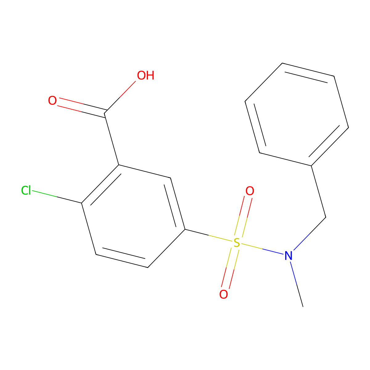 5-[Benzyl(methyl)sulfamoyl]-2-chlorobenzoic acid molecular structure, CAS 380193-44-2