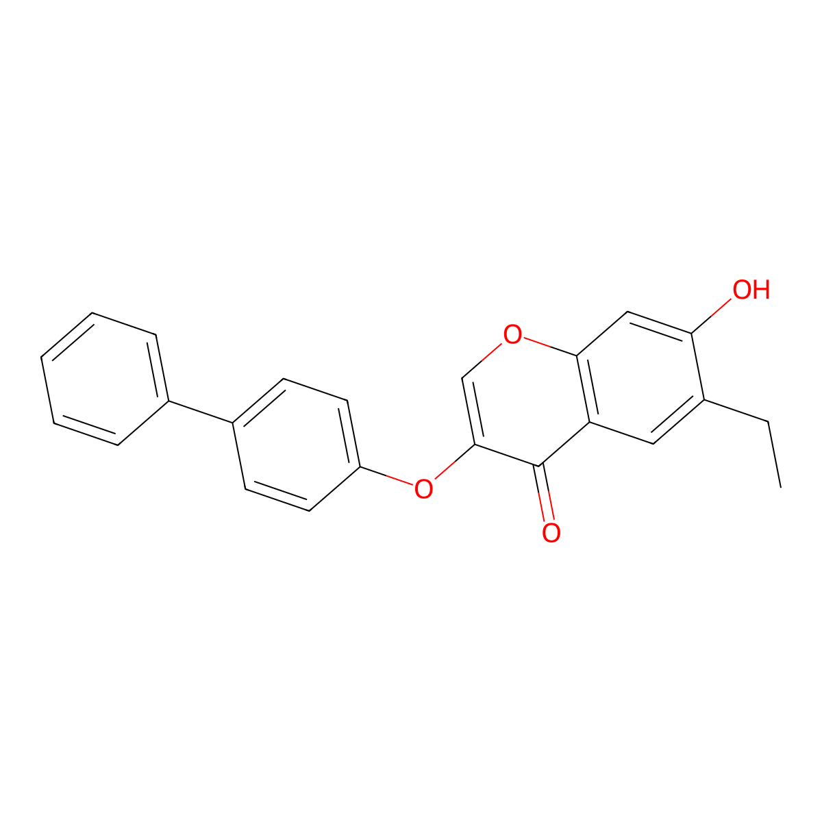 6-Ethyl-7-hydroxy-3-(4-phenylphenoxy)chromen-4-one molecular structure, CAS 380193-59-9