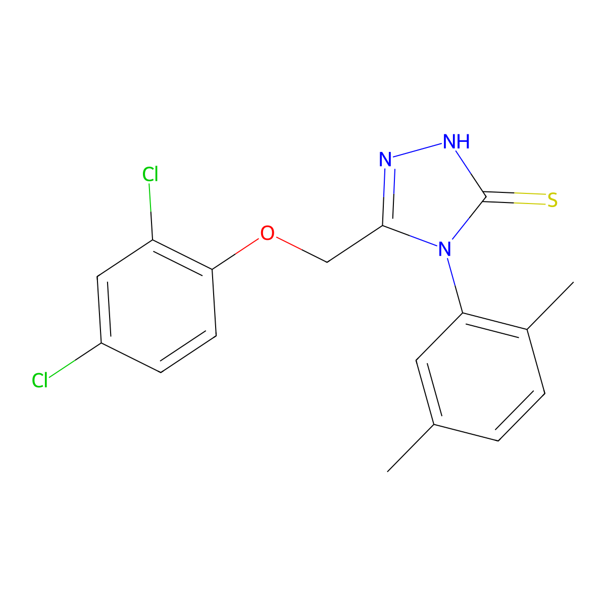3-[(2,4-dichlorophenoxy)methyl]-4-(2,5-dimethylphenyl)-1H-1,2,4-triazole-5-thione molecular structure, CAS 380194-11-6